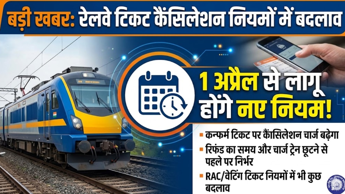 रेलवे ने टिकट कैंसिलेशन के नियमों में किया बड़ा बदलाव, 1 अप्रैल से होगा लागू